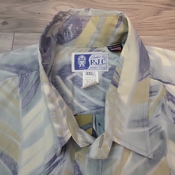 RJC Hawaiian Shirt Adult 3XL Blue Floral Surfer Aloha Beach Mens USA VINTAGE - Picture 9 of 11
